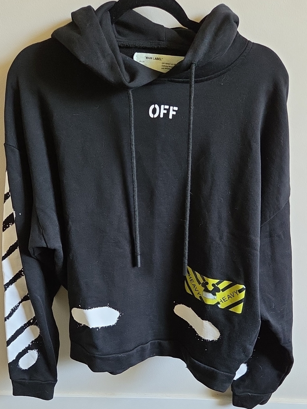 Off-White Black Crewneck Sweatshirt with White & Yellow Accents